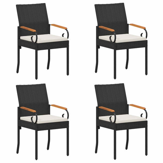 vidaXL Καρέκλες Κήπου με μαξιλάρι 4 pcs Μαύρο και Κρεμ Λευκό
