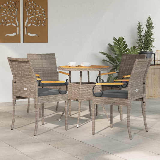 vidaXL Καρέκλες Κήπου με μαξιλάρι 4 pcs Γκρι και Σκούρο Γκρι