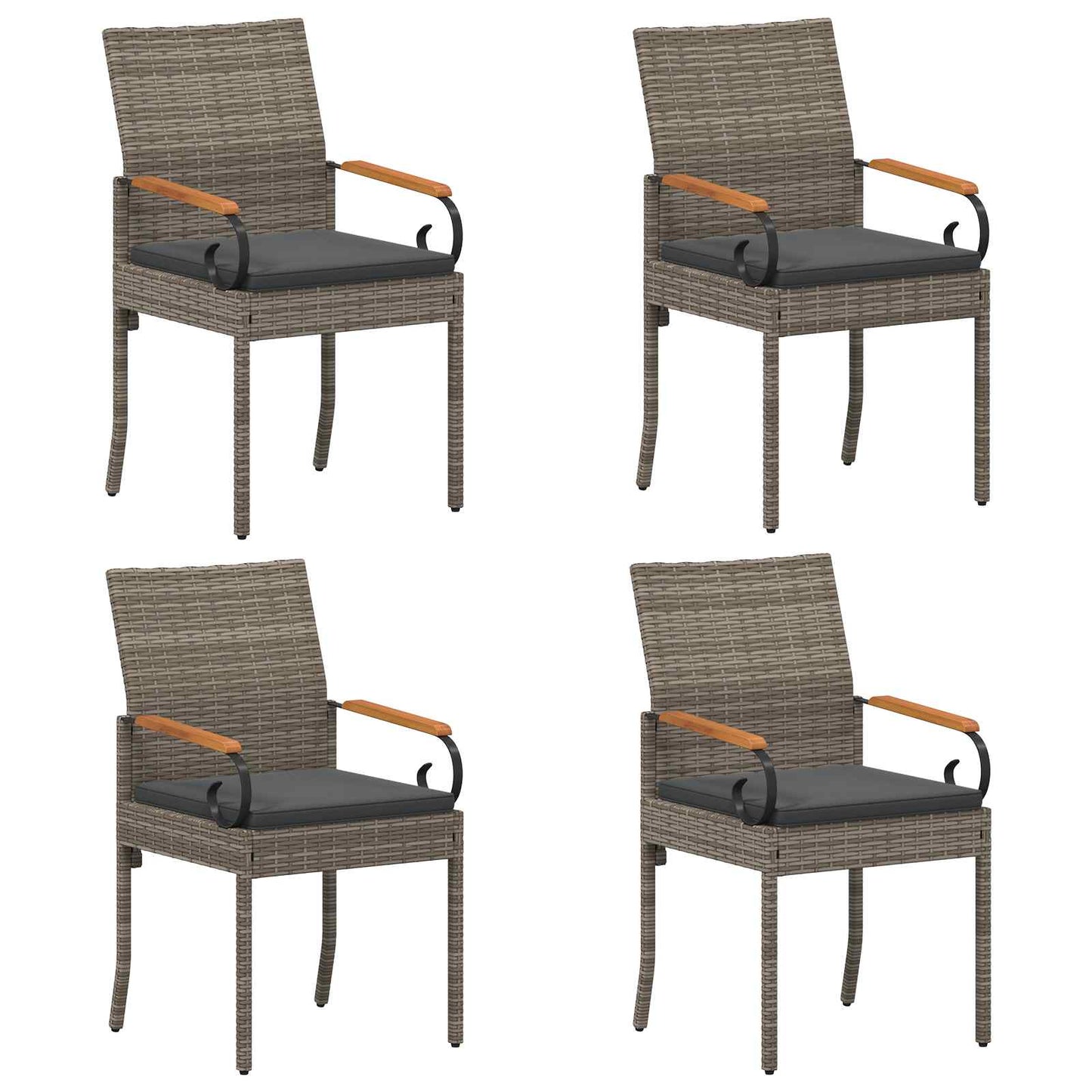 vidaXL Καρέκλες Κήπου με μαξιλάρι 4 pcs Γκρι και Σκούρο Γκρι
