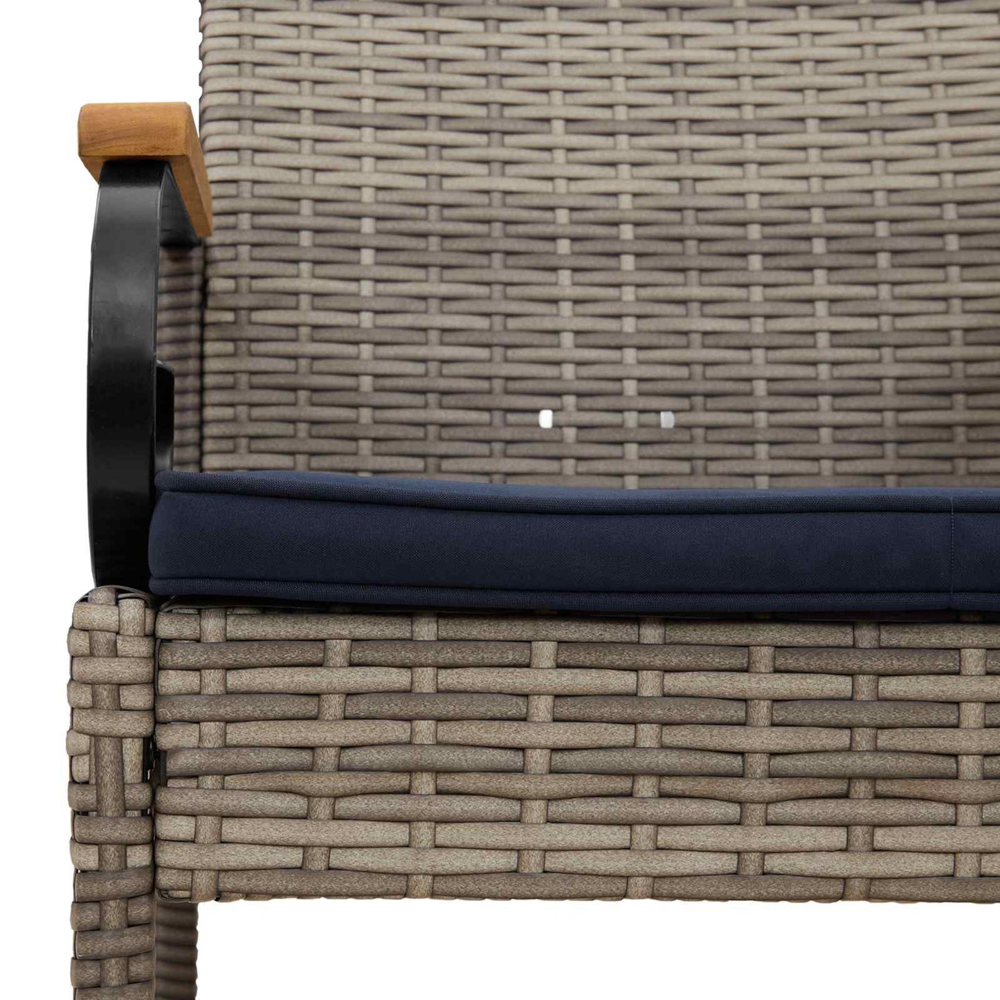 vidaXL Καρέκλες Κήπου 4 pcs Γκρι και Navy Blue Πολυ Ράτταν και Ακακία