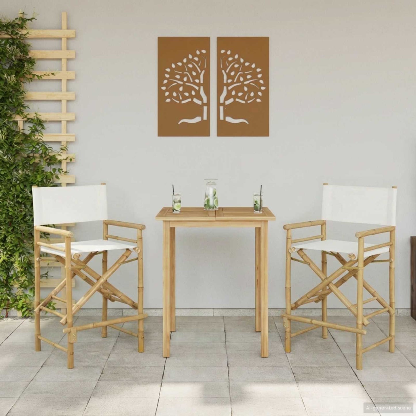 vidaXL Αναδιπλούμενη καρέκλα διευθυντή 2 pcs Φυσικό Μπαμπού