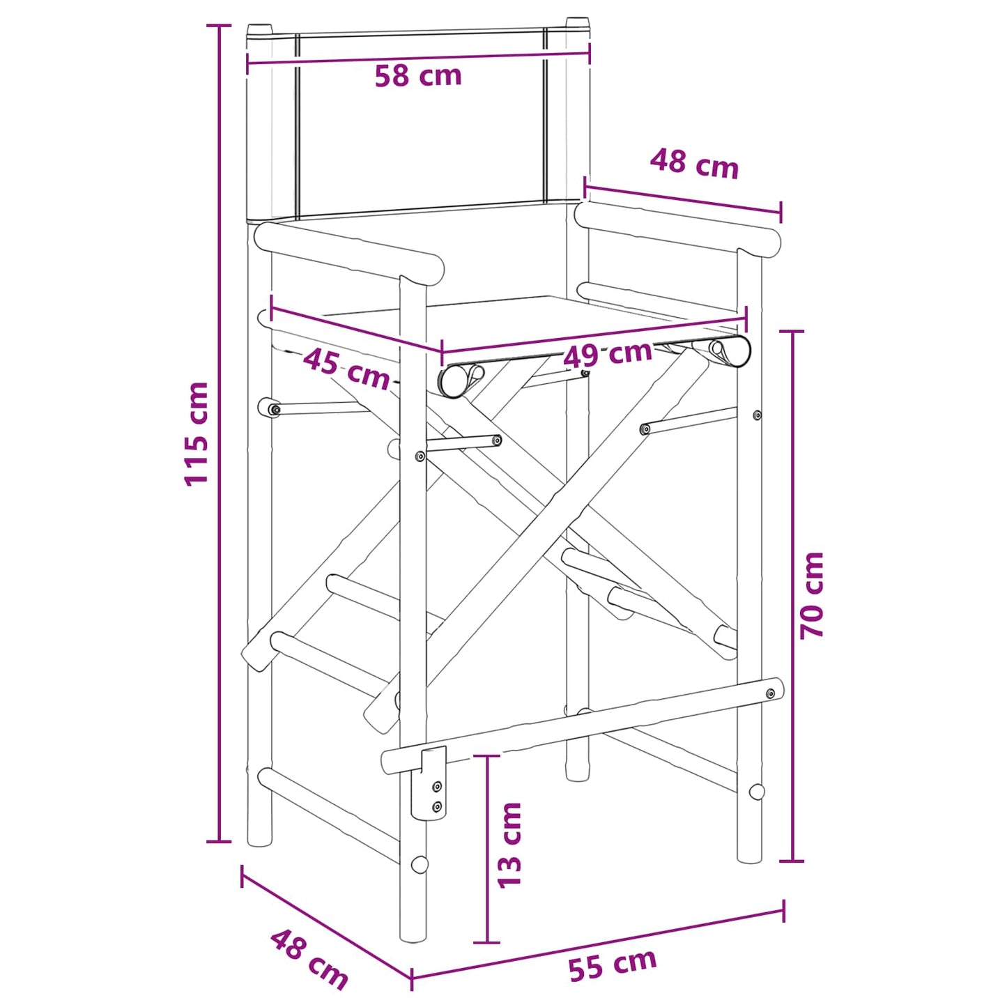 vidaXL Αναδιπλούμενη καρέκλα διευθυντή 2 pcs Φυσικό Μπαμπού