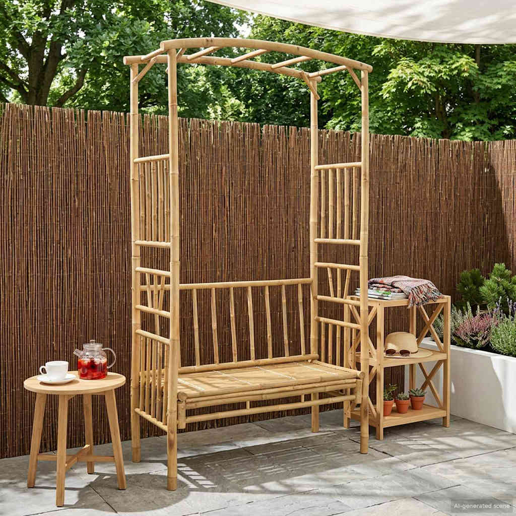 vidaXL Κήπος Καμάρα με Παγκάκι Φυσικό 115 x 50 x 205 εκ. Μπαμπού