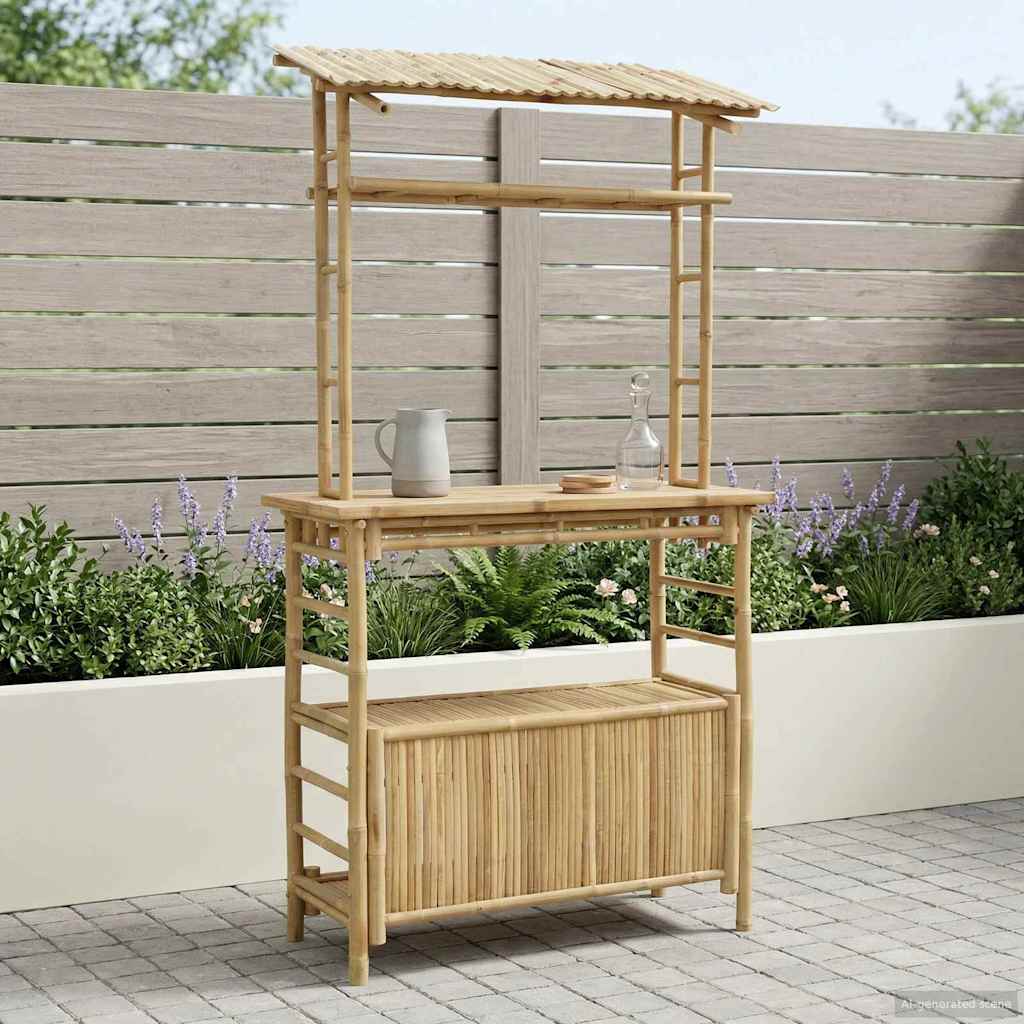 vidaXL Εξωτερικό τραπέζι μπαρ Φυσικό 110 x 50 x 210 εκ. Μπαμπού