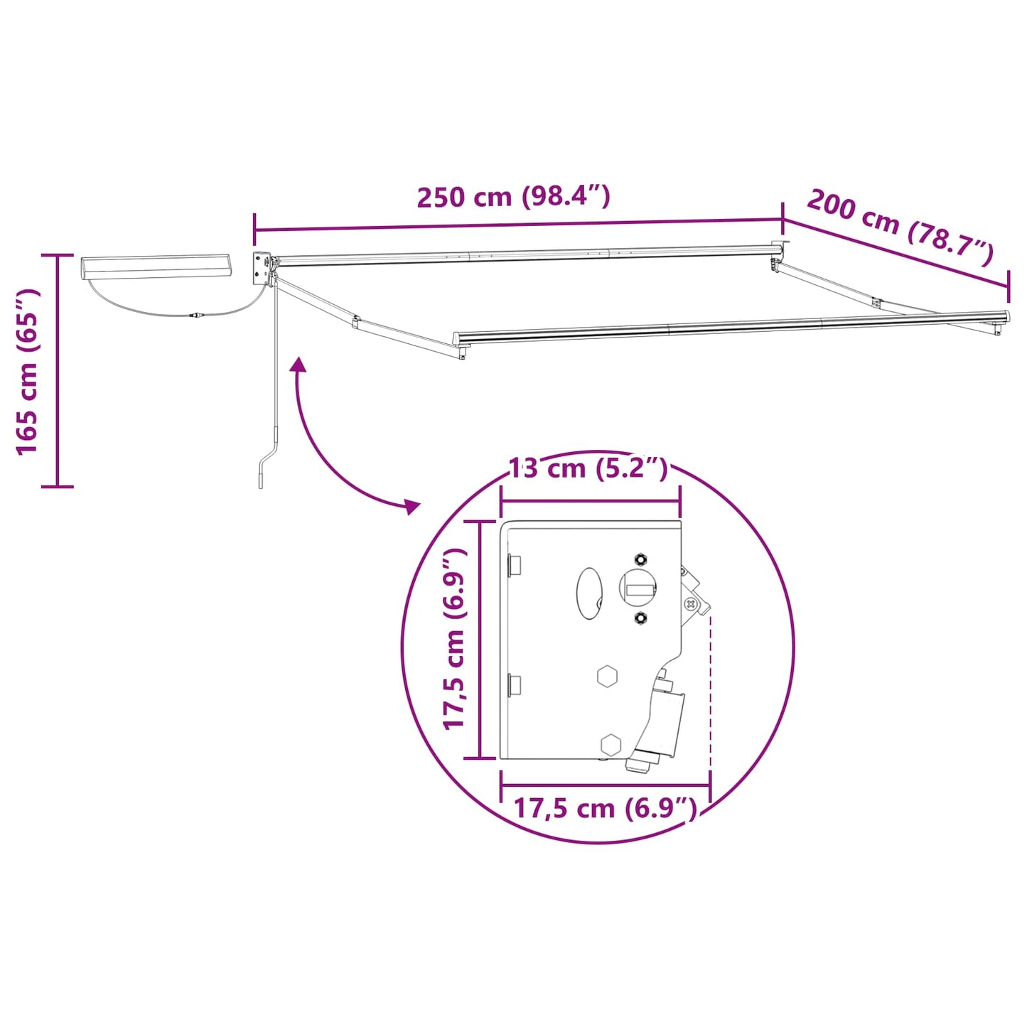 vidaXL Ηλεκτρικό Ανακλινόμενο Κάθισμα Λευκός 2,5 x 2 m Ατσάλι