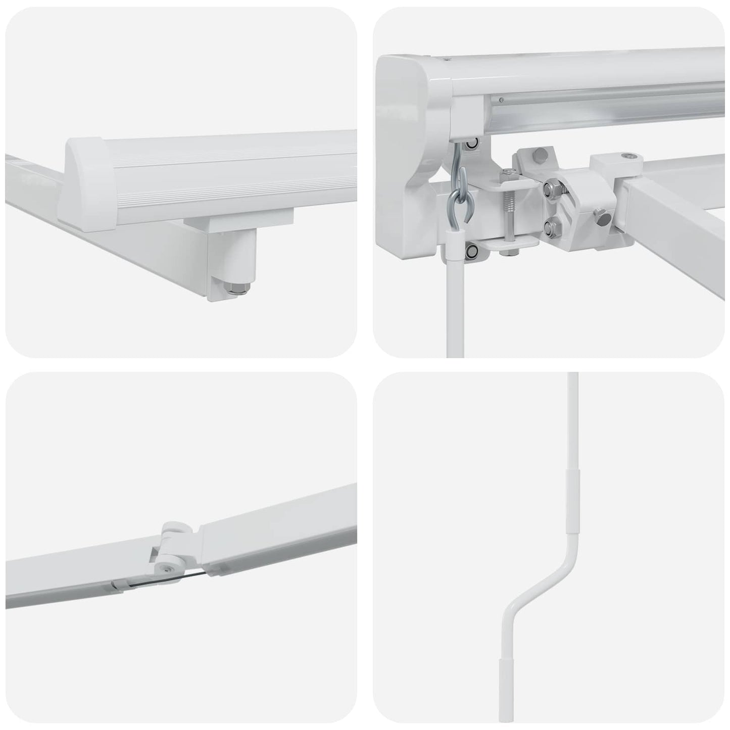vidaXL Χειροκίνητο πλαίσιο τέντας με LED Λευκός 3 x 2 m Αλουμίνιο