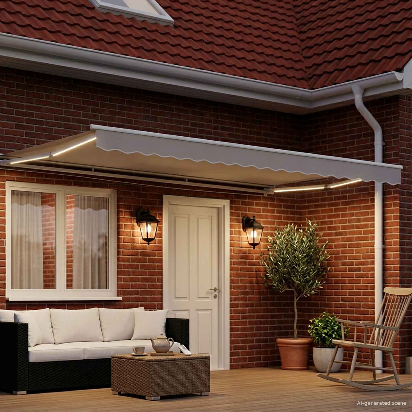 vidaXL Ηλεκτρικό πλαίσιο τέντας με LED Λευκός 4 x 2 m Αλουμίνιο