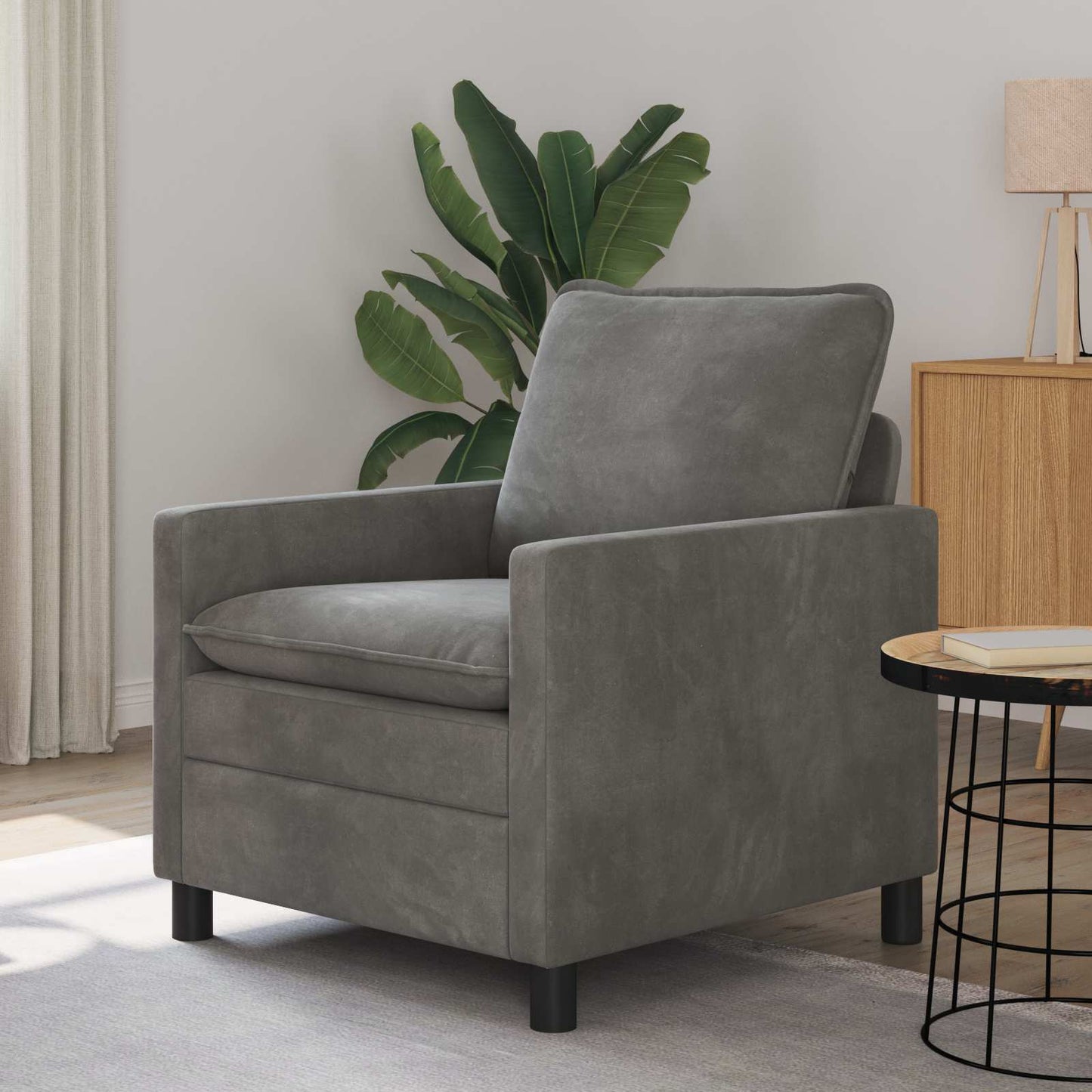 vidaXL Καναπές Σκούρο Γκρι 76 x 81 x 87,5 εκ Βελούδο