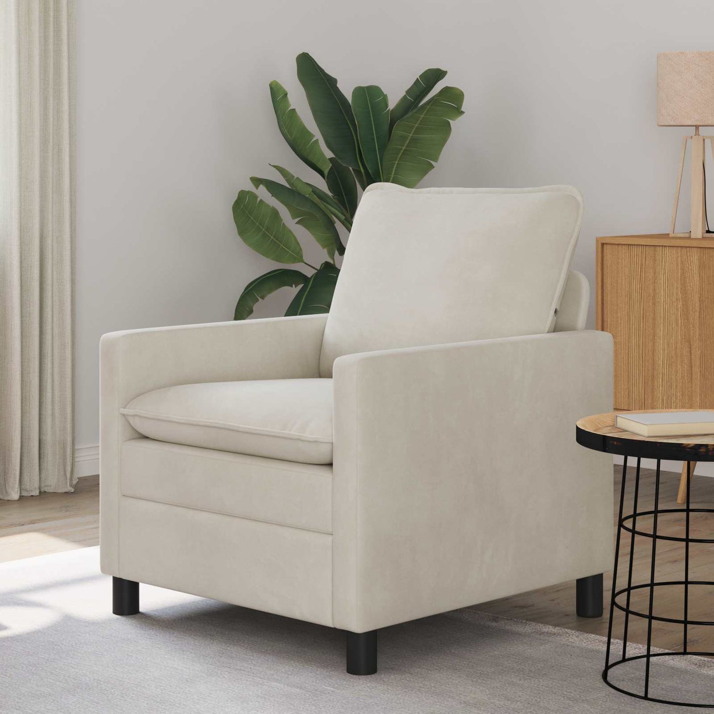 vidaXL Καναπές Κρεμ 76 x 81 x 87,5 εκ Βελούδο