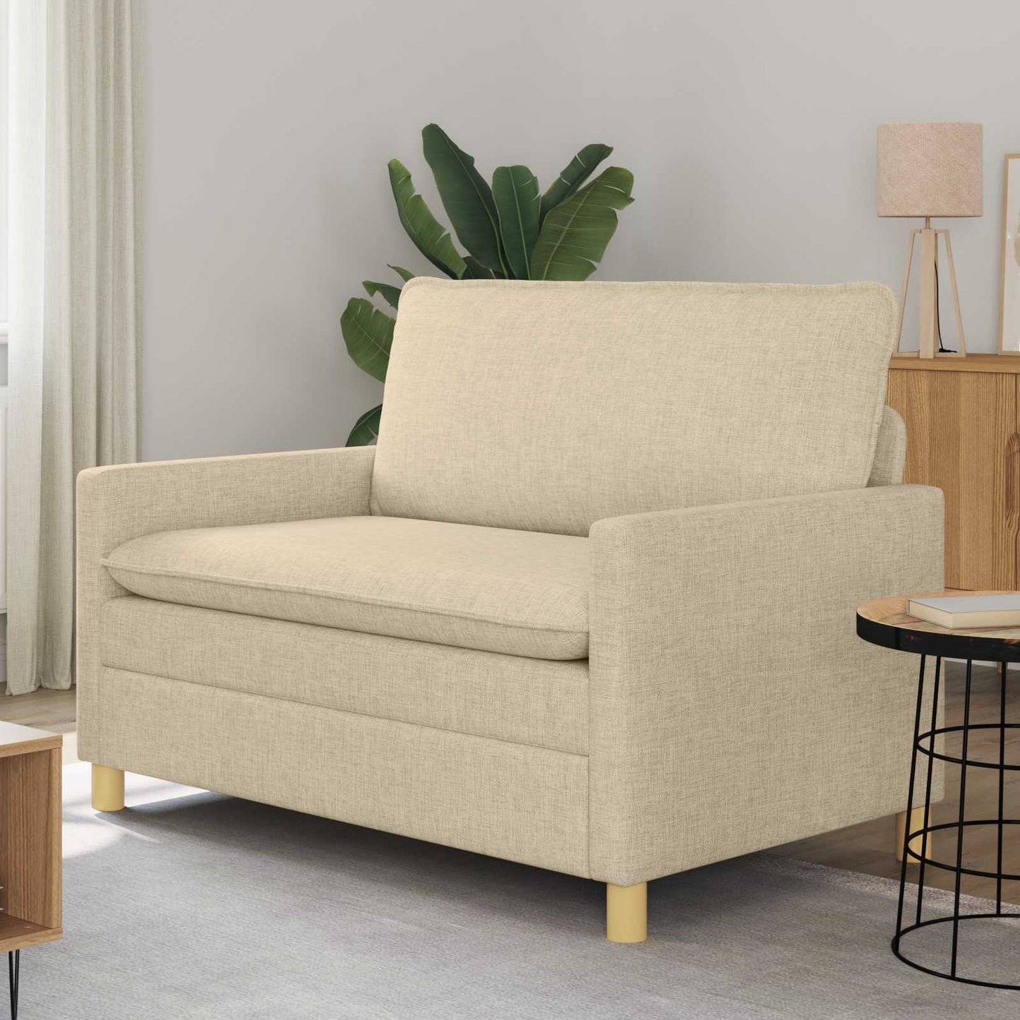 vidaXL Καναπές Κρεμ 126 x 81 x 87,5 εκ Ύφασμα