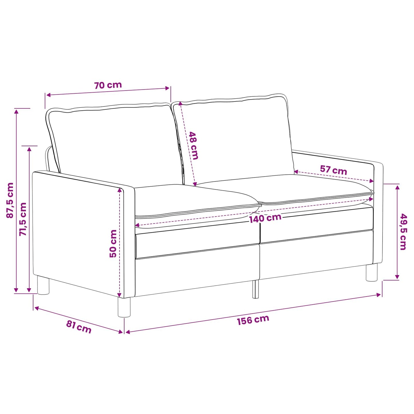 vidaXL Καναπές Μαύρο 156 x 81 x 87,5 εκ Πολυεστέρας