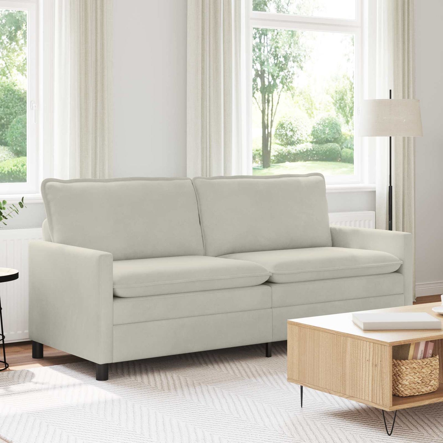 vidaXL Καναπές Κρεμ 196 x 81 x 87,5 εκ. Βελούδο