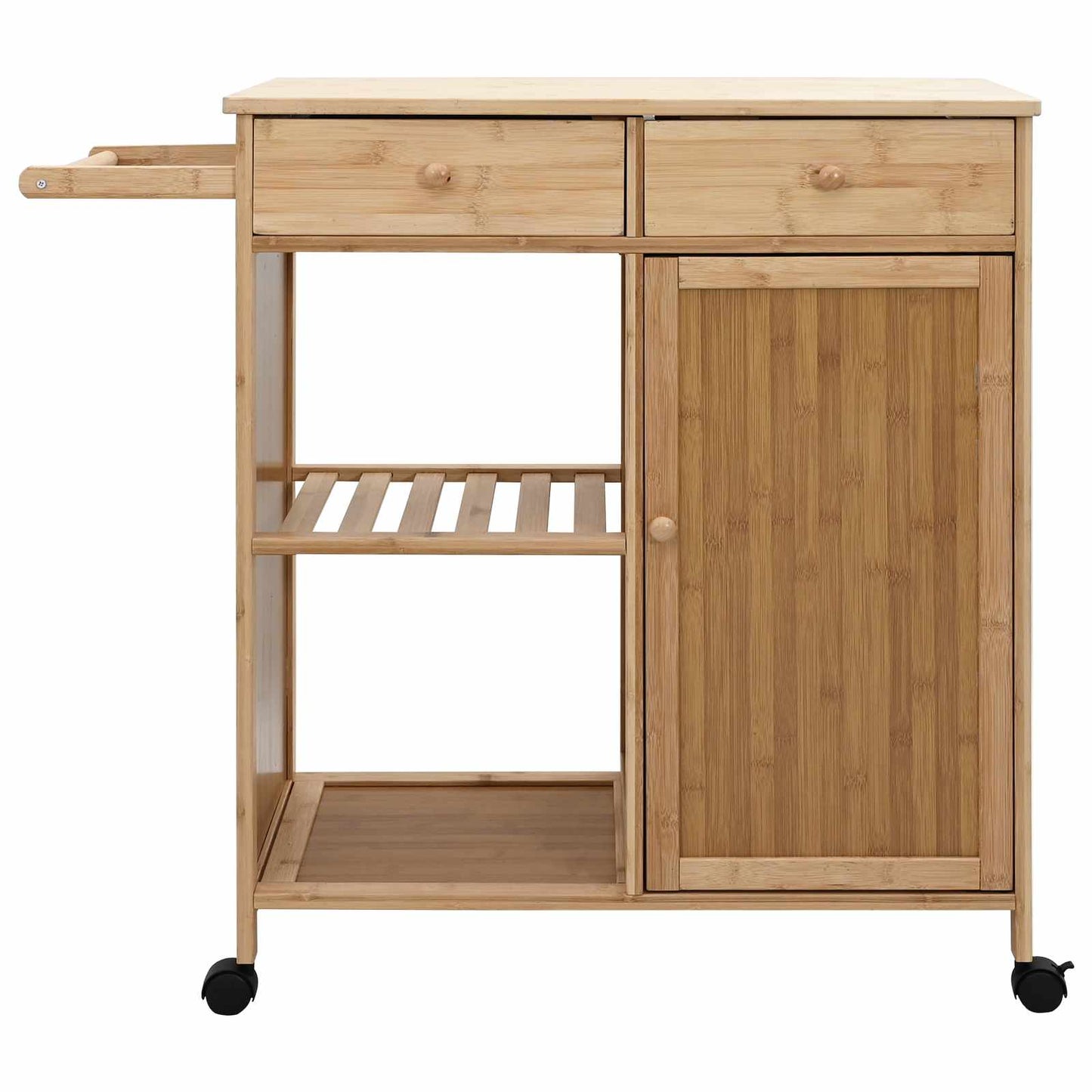 vidaXL Καλάθι κουζίνας με ρόδες Φυσικό 90,5 x 36 x 86,5 εκ Μπαμπού