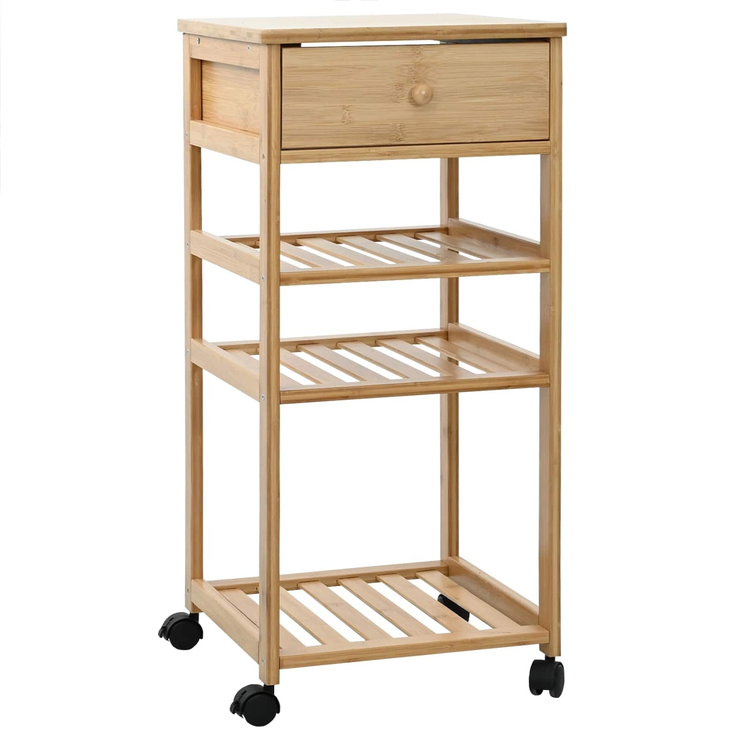 vidaXL Καλάθι κουζίνας με ρόδες Φυσικό 37 x 36 x 80 εκ Μπαμπού