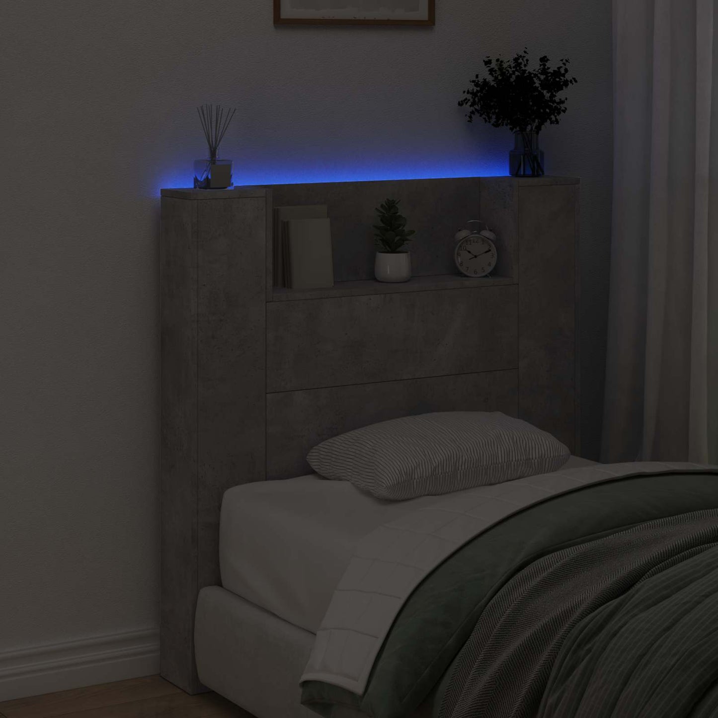 vidaXL Κεφαλάρι με ράφι Σκυρόδεμα Γκρι 100 x 16,5 x 103,5 cm