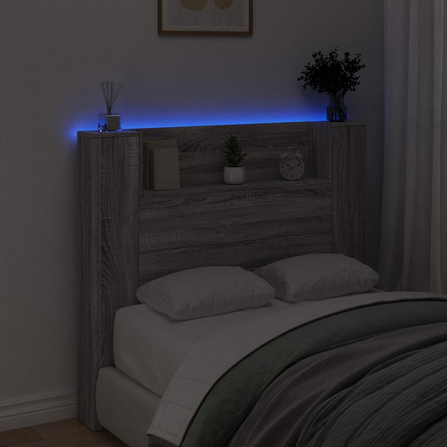 vidaXL Κεφαλάρι Γκρίζο Σονομα 120 x 16,5 x 103,5 cm Επεξεργασμένο ξύλο