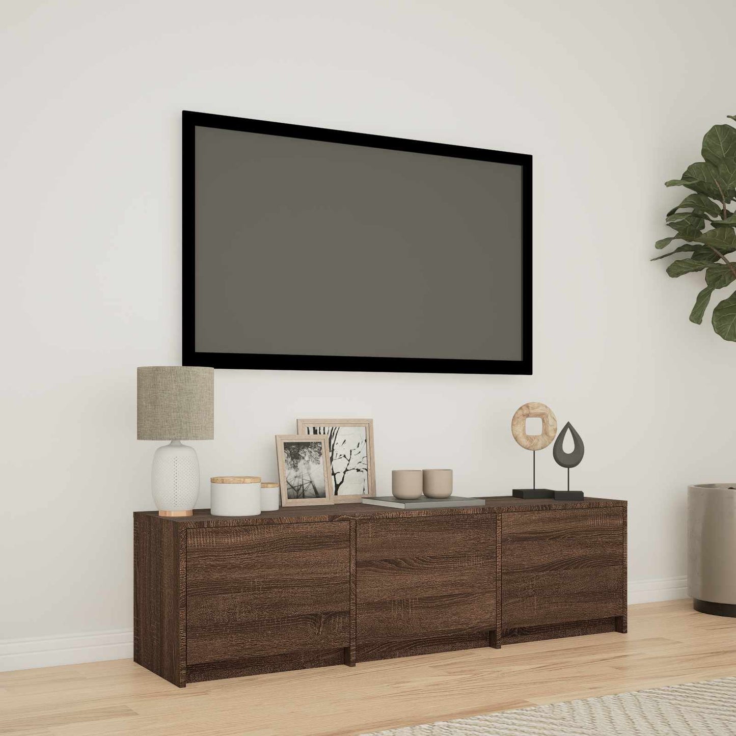 vidaXL Τηλεοπτική βιβλιοθήκη με LED με LED Καφέ δρυς 140 x 34 x 40 εκ