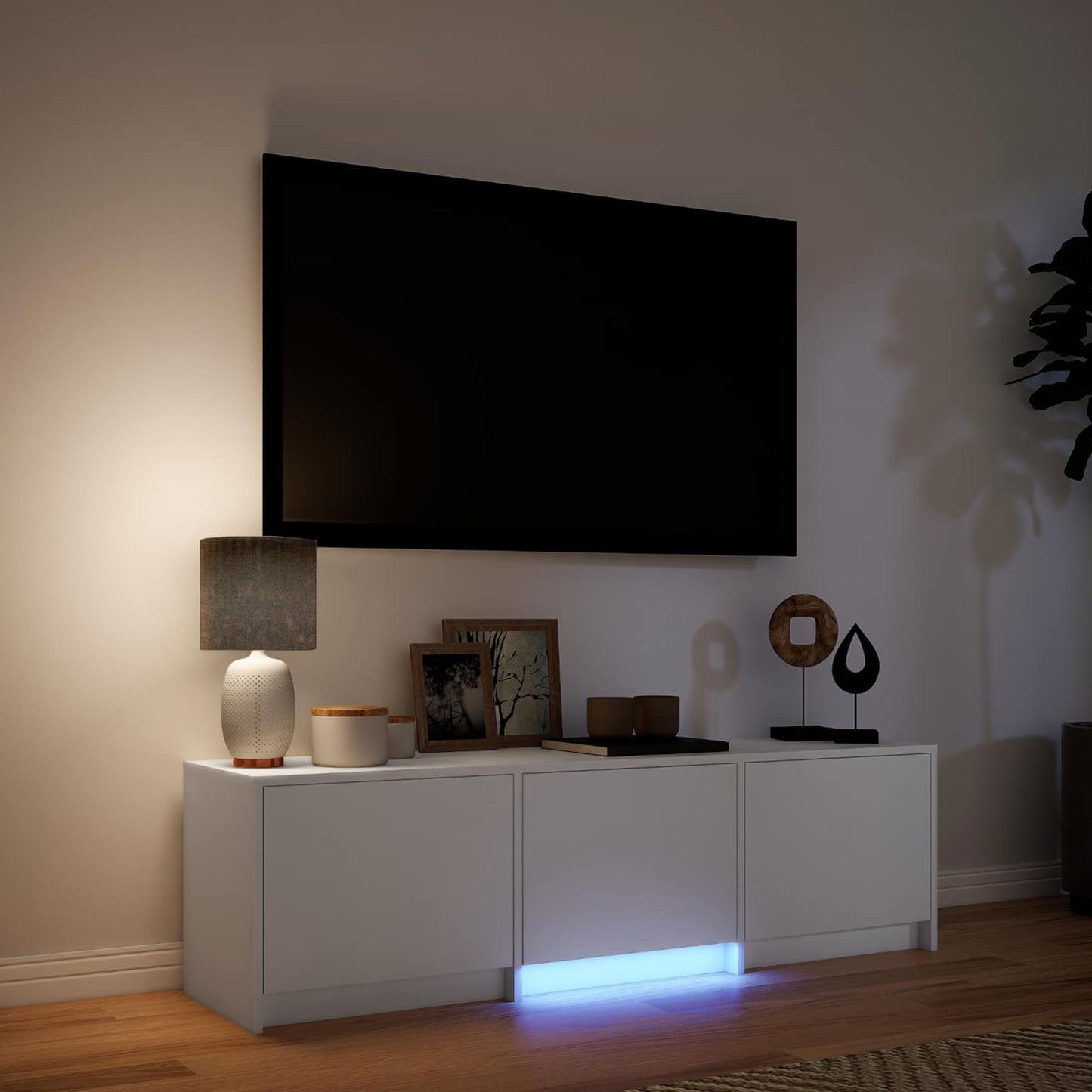vidaXL Τηλεοπτική βιβλιοθήκη με LED με συρτάρι Λευκός 140 x 34 x 40 εκ