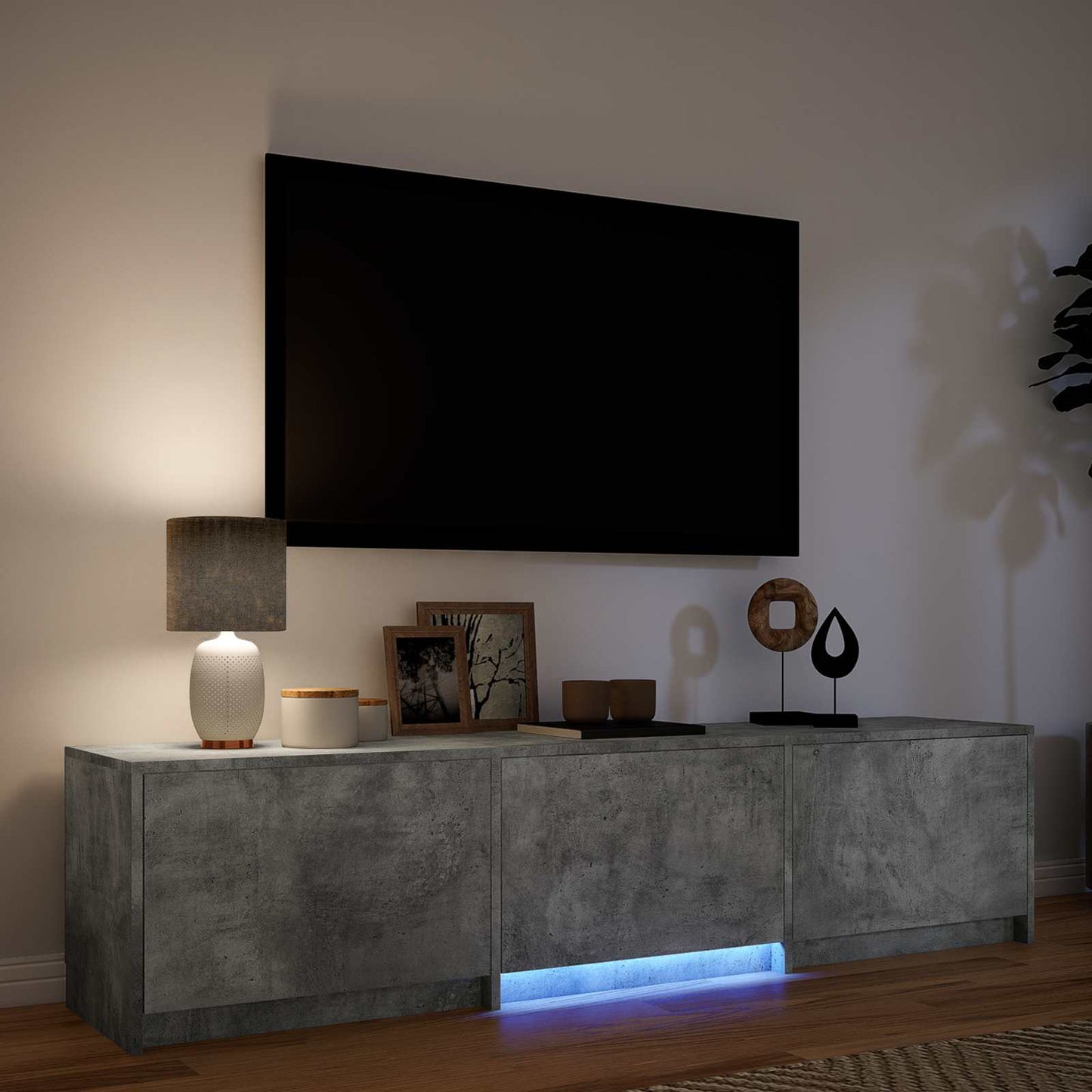 vidaXL Τηλεοπτική βιβλιοθήκη με LED Σκυρόχρωμο Γκρι 165 x 34 x 40 εκ.