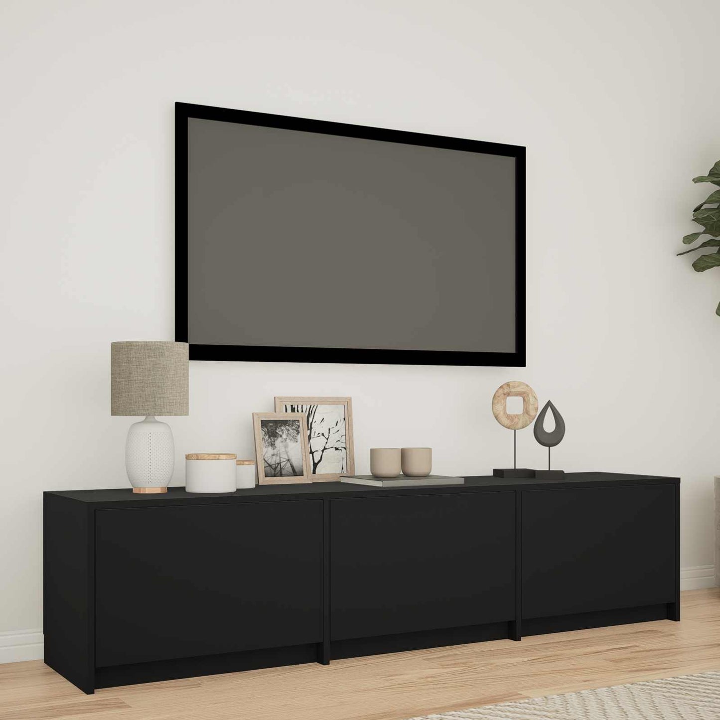 vidaXL Τηλεοπτική βιβλιοθήκη με LED με LED Μαύρο 165 x 34 x 40 εκ.