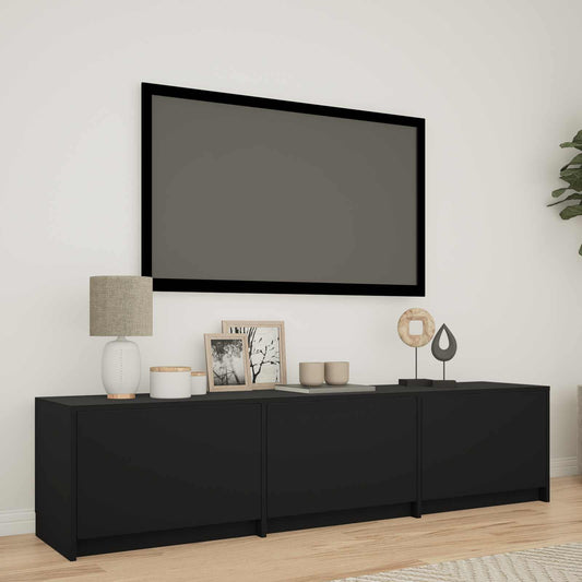 vidaXL Τηλεοπτική βιβλιοθήκη με LED με LED Μαύρο 165 x 34 x 40 εκ.