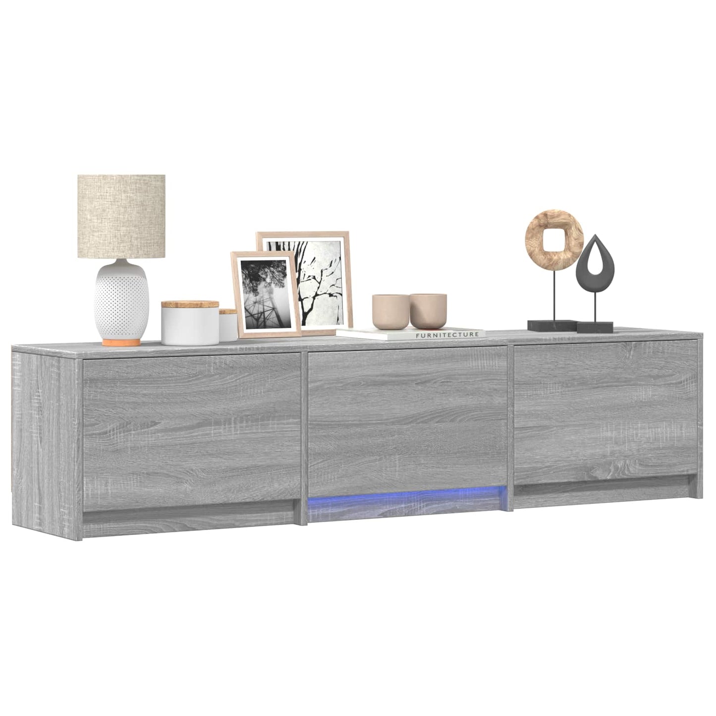 vidaXL Τηλεοπτική βιβλιοθήκη με LED Γκρι Σονομά 165 x 34 x 40 εκ.