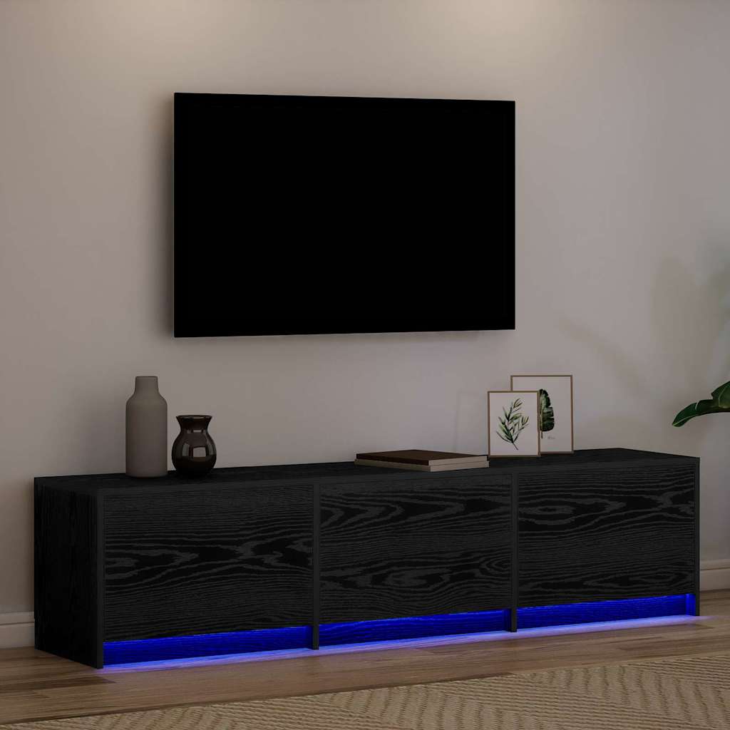 vidaXL Ντουλάπι Τηλεόρασης με LED Μαύρη Οξυά 162 x 34 x 40 εκ