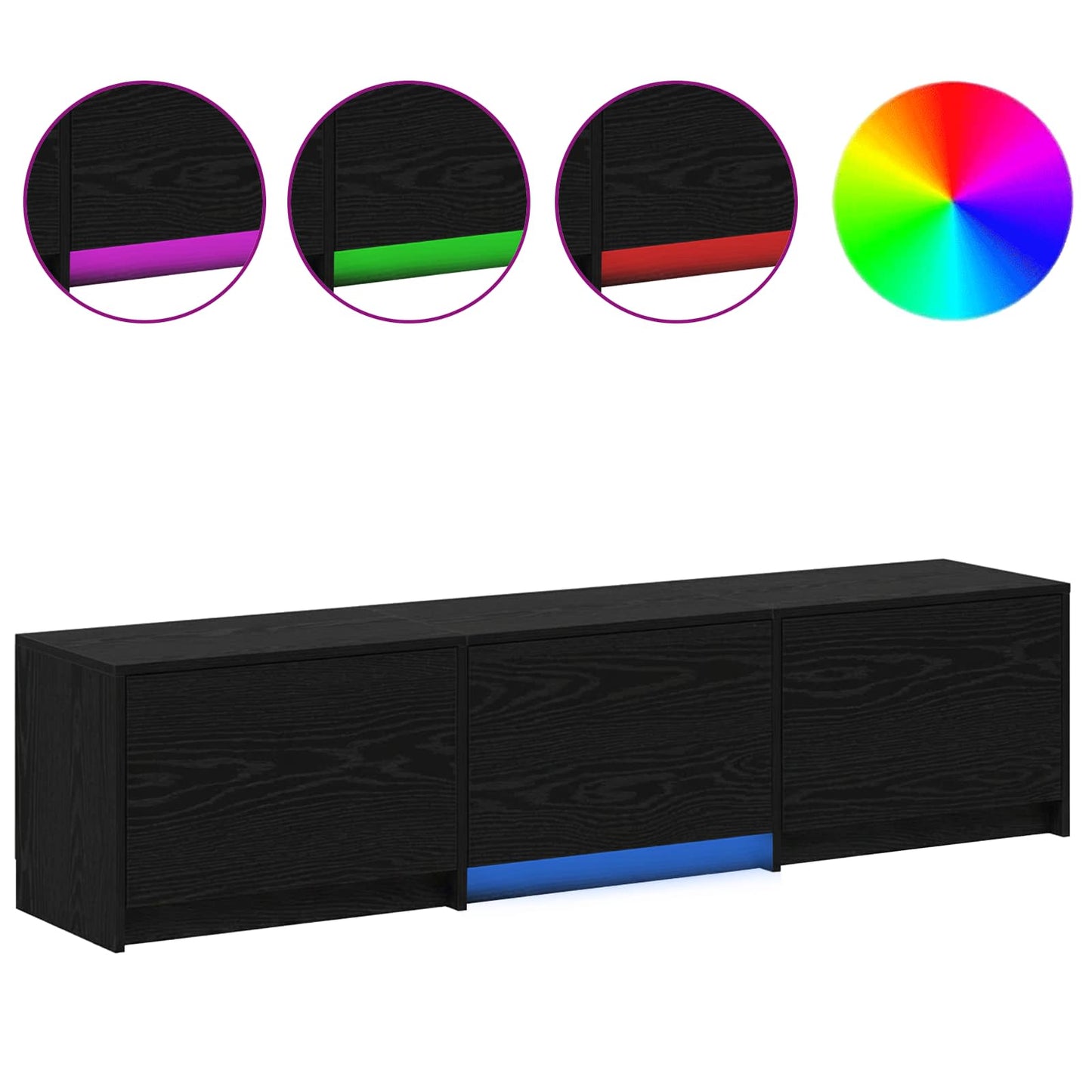 vidaXL Ντουλάπι Τηλεόρασης με LED Μαύρη Οξυά 162 x 34 x 40 εκ