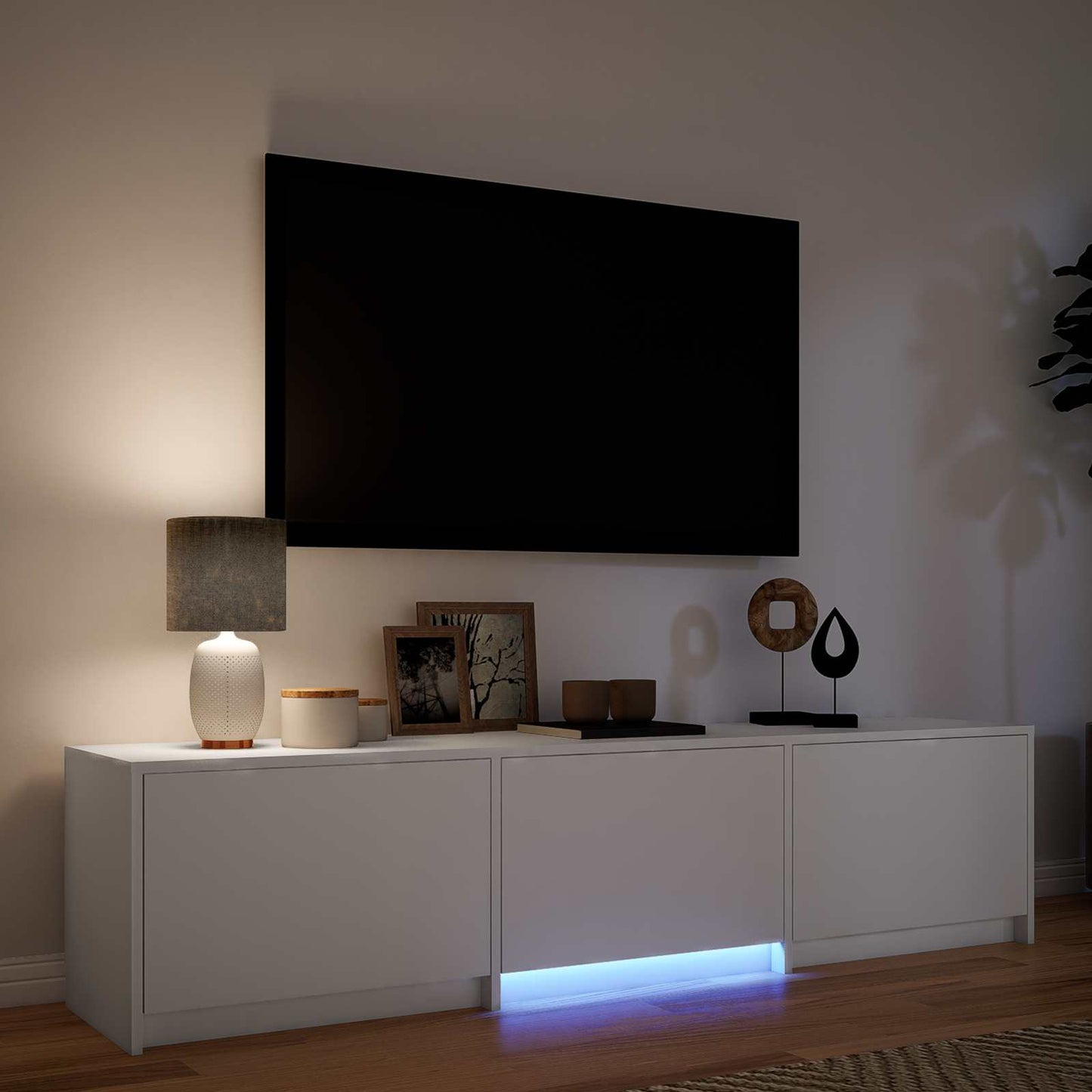 vidaXL Τηλεοπτική βιβλιοθήκη με LED με LED Λευκός 165 x 34 x 40 εκ.