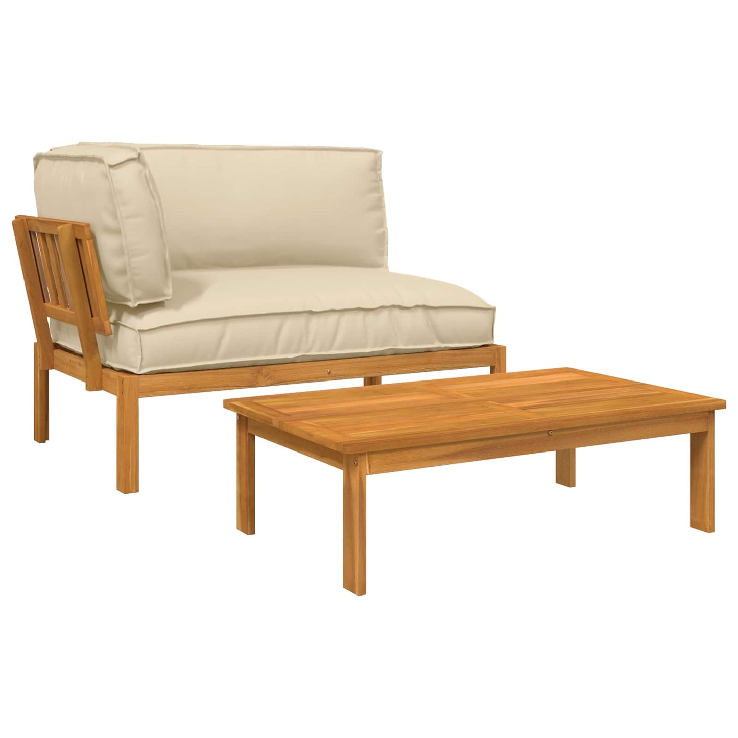 vidaXL Σετ Καναπέ 2 τμχ. Μπεζ Στερεό Ξύλο Ακακίας