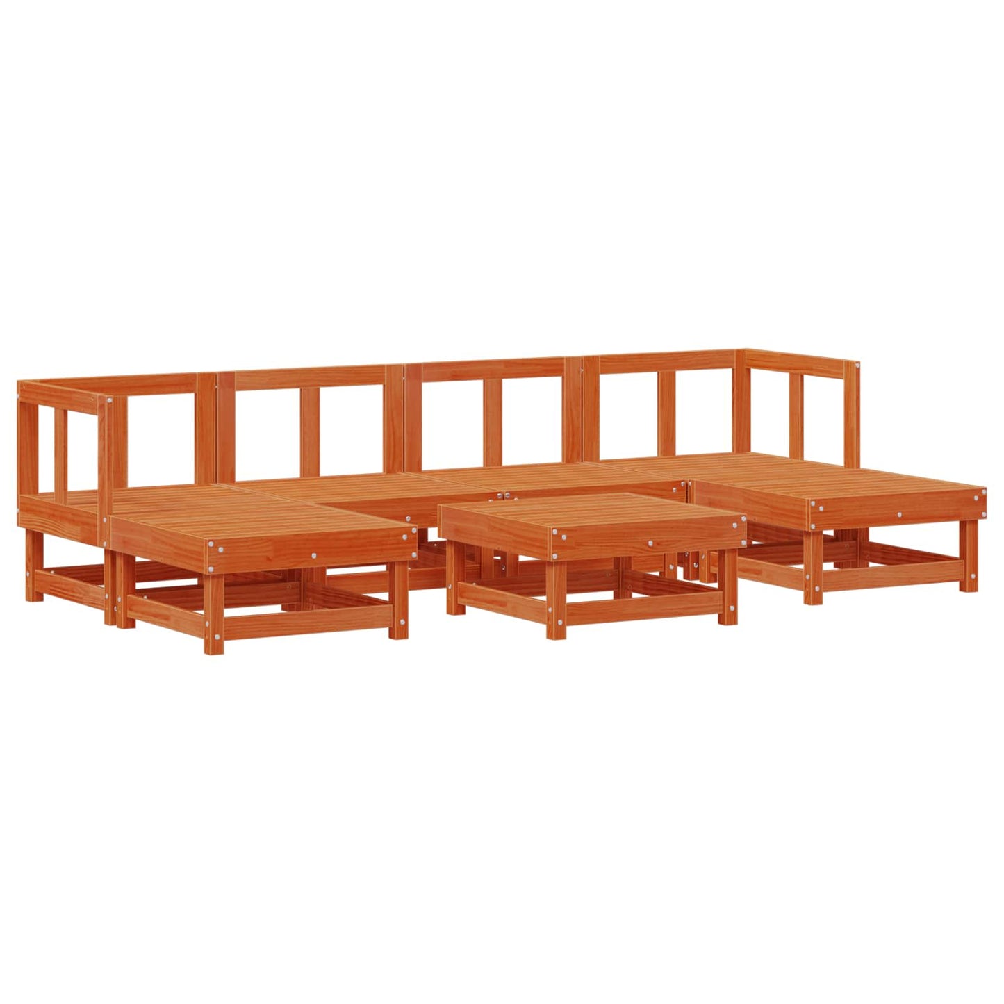 vidaXL Σετ Ξαπλώστρας Κήπου 7 pcs Κερωμένο Καφέ Στερεό πεύκο