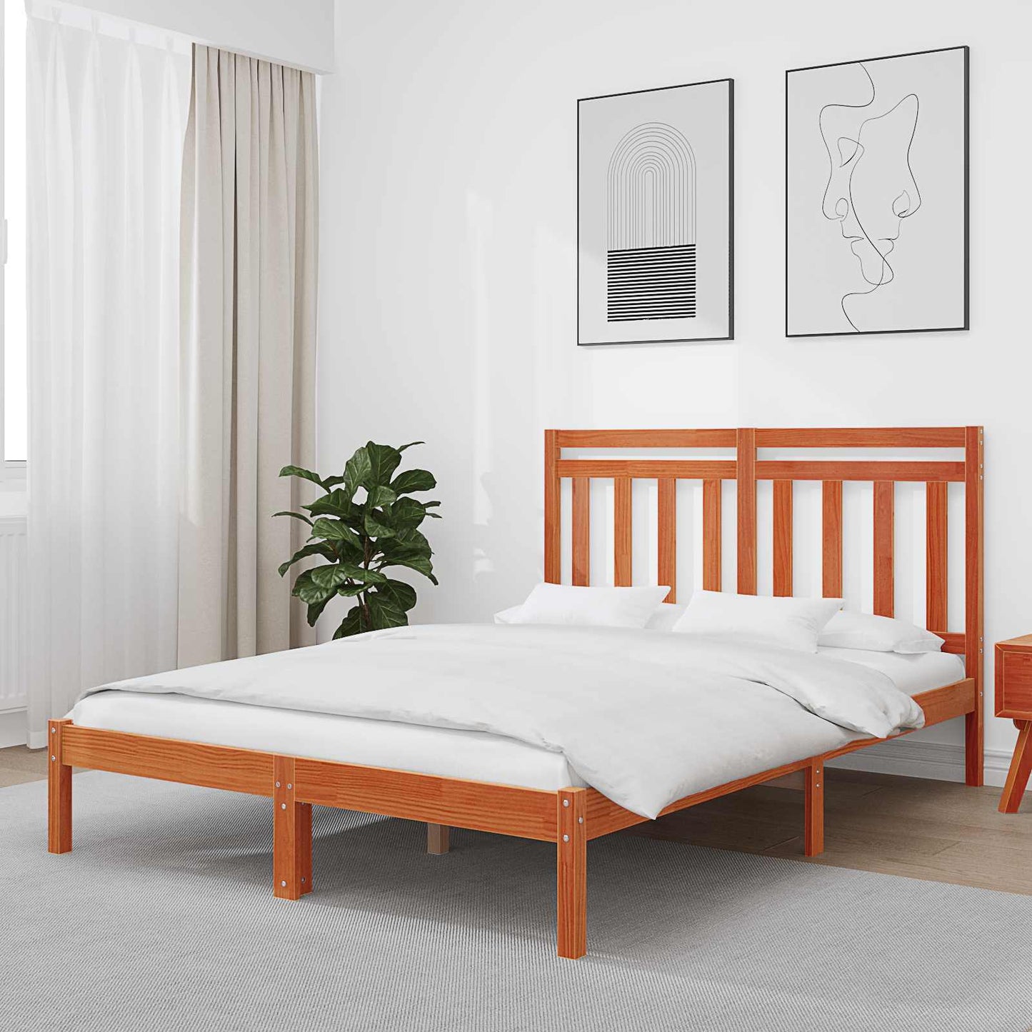 vidaXL Σκελετός Κρεβατιού Κερωτό καφέ 205,5 x 165,5 x 100 εκ