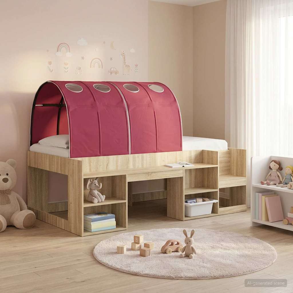 vidaXL Κρεβάτι Τούνελ 2 pcs Κόκκινο 211 x 67.5 x 2 εκ. Πολυεστέρας
