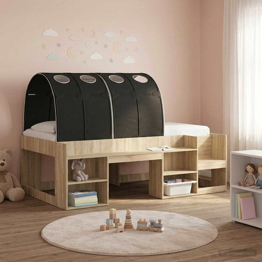 vidaXL Κρεβάτι Τούνελ 2 pcs Μαύρο 211 x 67.5 x 2 εκ. Πολυεστέρας