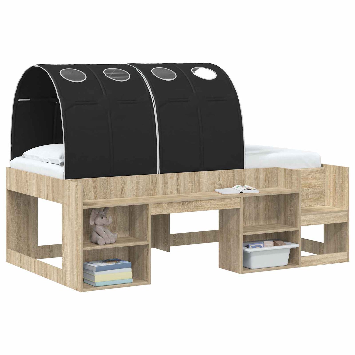 vidaXL Κρεβάτι Τούνελ 2 pcs Μαύρο 211 x 67.5 x 2 εκ. Πολυεστέρας
