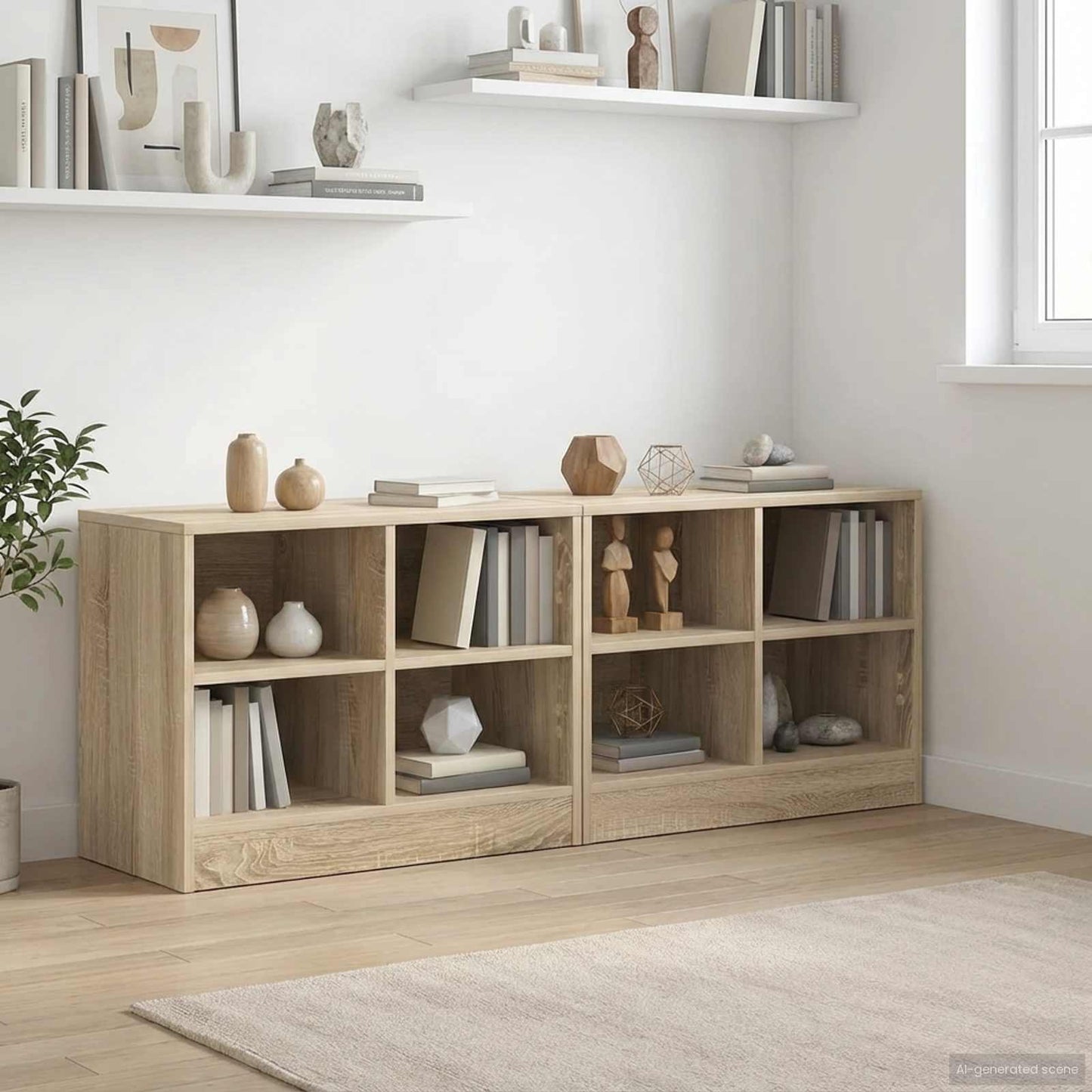 vidaXL Ντουλάπι κρεβατιού με ράφι 2 pcs Δρύς Sonoma 66 x 33 x 48 εκ.
