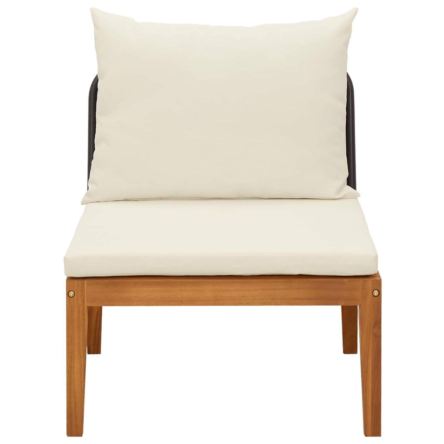 vidaXL Μεσαίος καναπές κήπου με μαξιλάρια Στερεό Acacia Ξύλο & Σχοινί