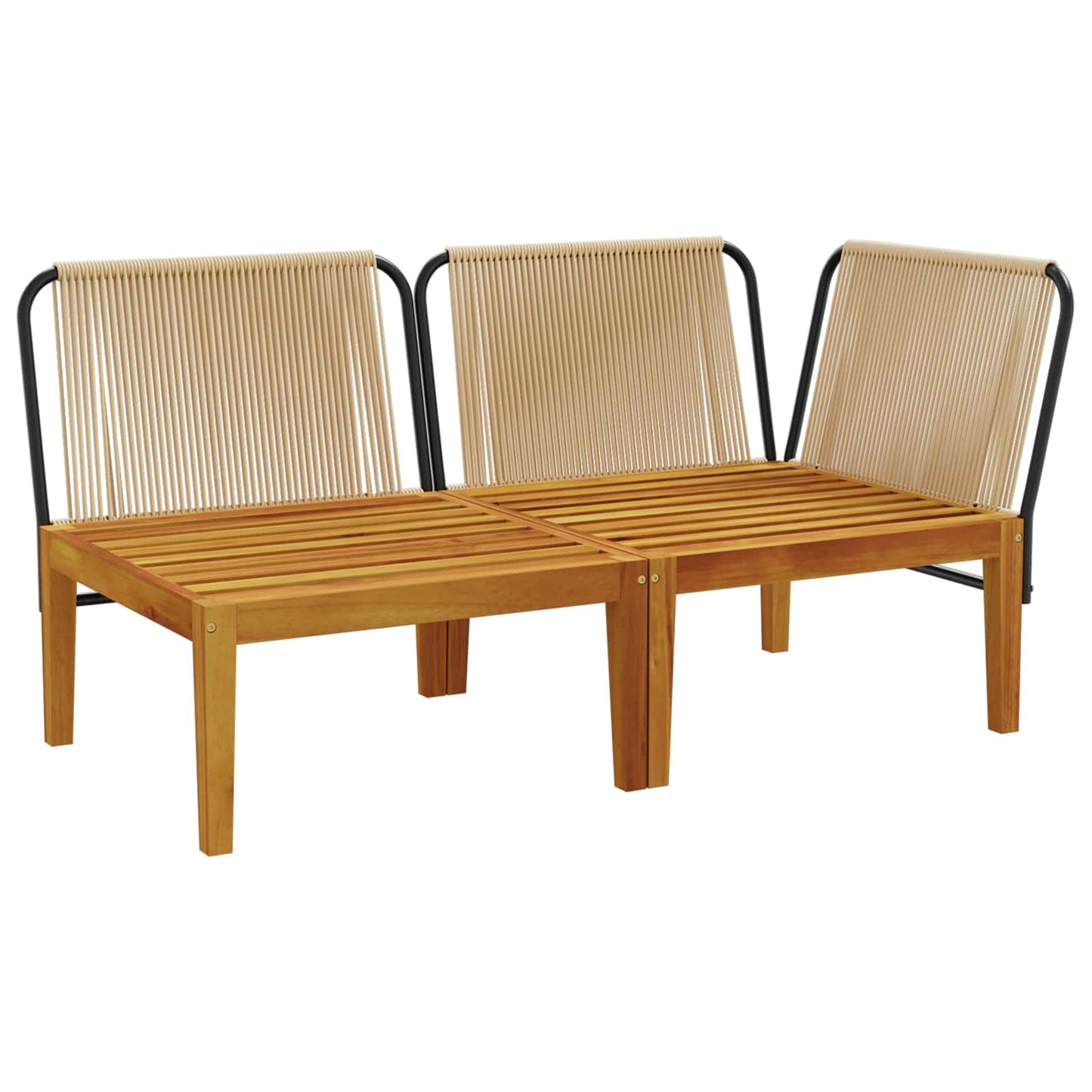 vidaXL 2 pcs Σετ Lounge Κήπου με Μαξιλάρια Στερεό Acacia Ξύλο & Σχοινί