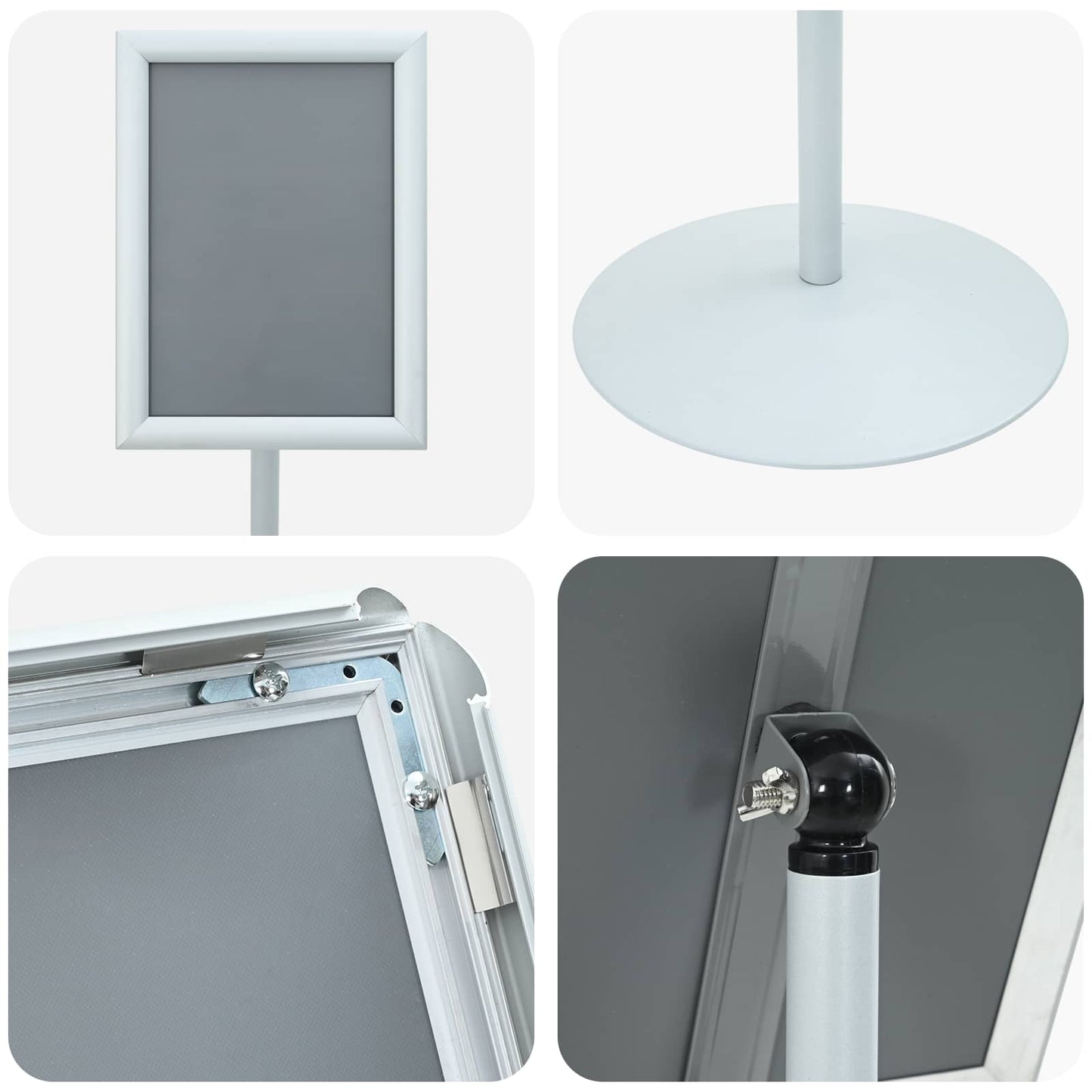 vidaXL Πόδι αφίσας Ασημί 33 x 33 x 123 εκ PVC και Ατσάλι