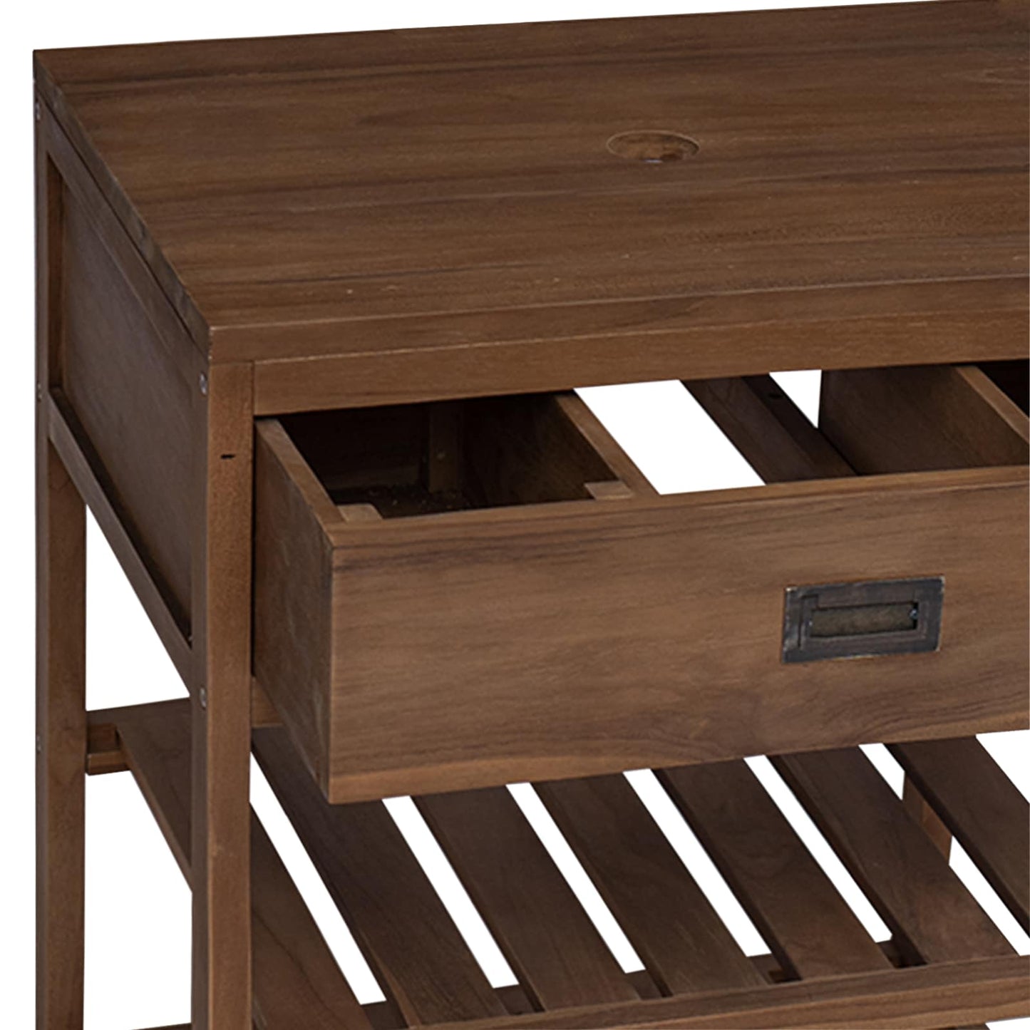 vidaXL Ντουλάπι Μπάνιου Φυσικό 60 x 45 x 75 cm Στερεό Ξύλο Τίκ