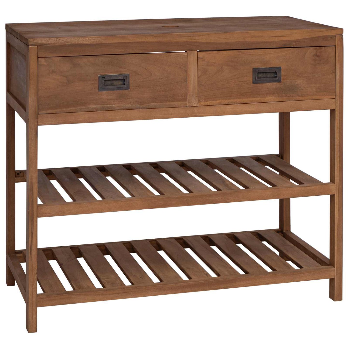 vidaXL Ντουλάπι Μπάνιου Φυσικό 90 x 45 x 75 cm Στερεό Ξύλο Τίκ