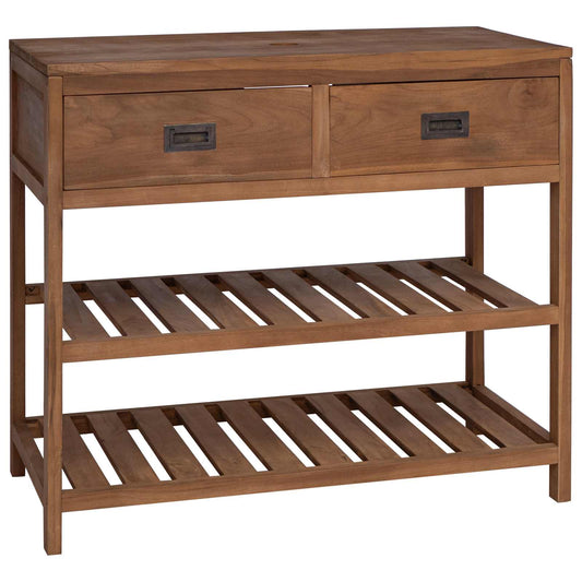 vidaXL Ντουλάπι Μπάνιου Φυσικό 90 x 45 x 75 cm Στερεό Ξύλο Τίκ