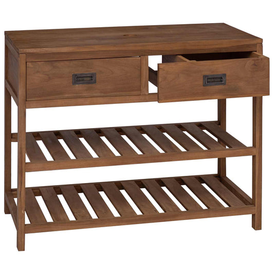vidaXL Ντουλάπι Μπάνιου Φυσικό 90 x 45 x 75 cm Στερεό Ξύλο Τίκ