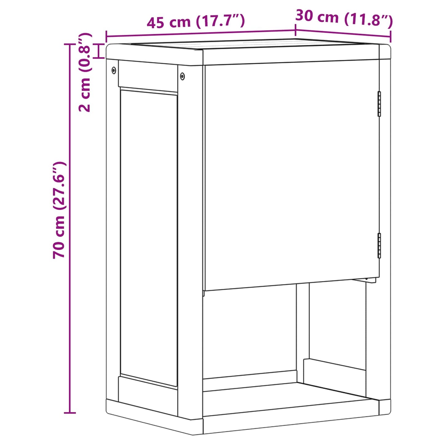 vidaXL Ντουλάπι Πλευρικό Μπάνιου Φυσικό 45 x 30 x 70 εκ
