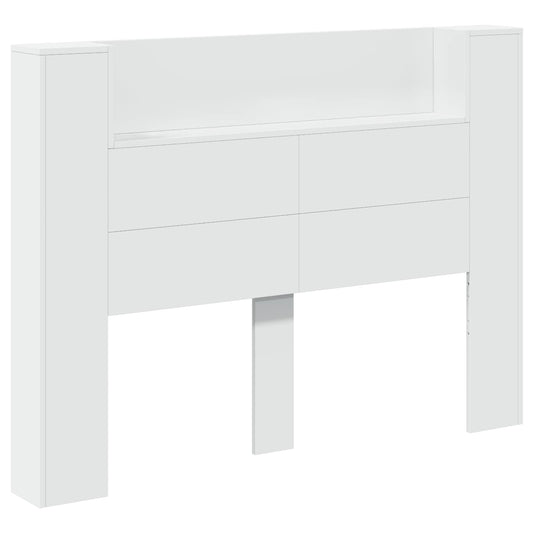 vidaXL Κεφαλάρι Ντουλάπι με LED με ράφι Λευκό 140 x 16,5 x 103,5 cm