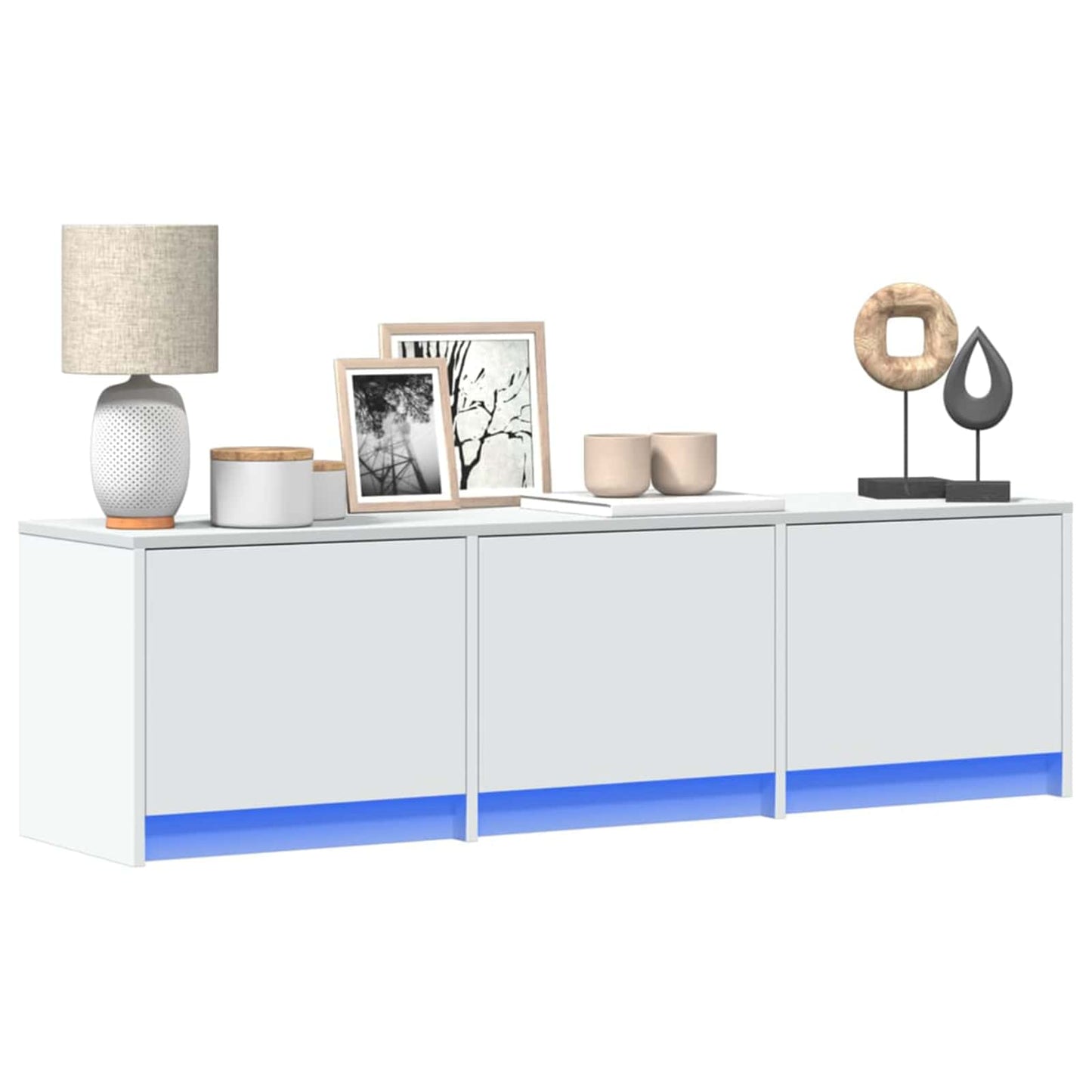 vidaXL Ντουλάπι TV με led Λευκό 140 x 34 x 40 εκ Επεξεργασμένο ξύλο