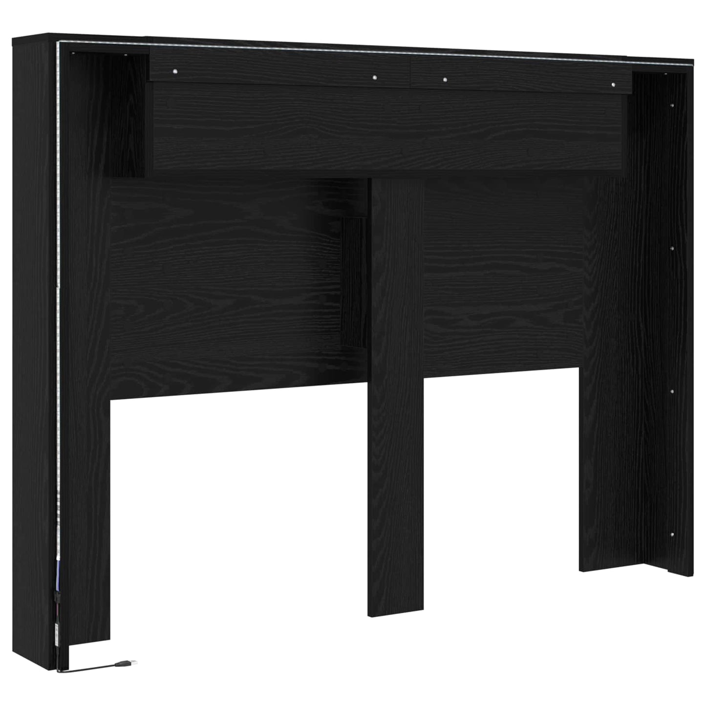 vidaXL Κεφαλάρι Ντουλάπι με LED Μαύρη Οξυά 140 x 16,5 x 103,5 cm