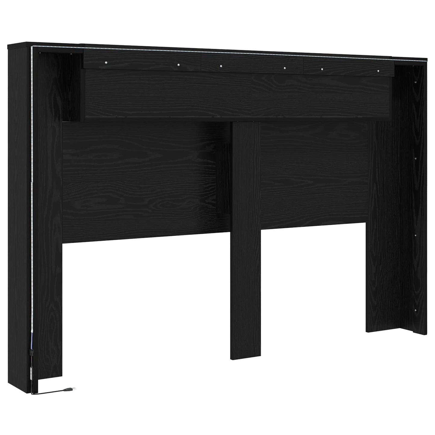 vidaXL Κεφαλάρι Ντουλάπι με LED Μαύρη Οξυά 160 x 16,5 x 103,5 cm