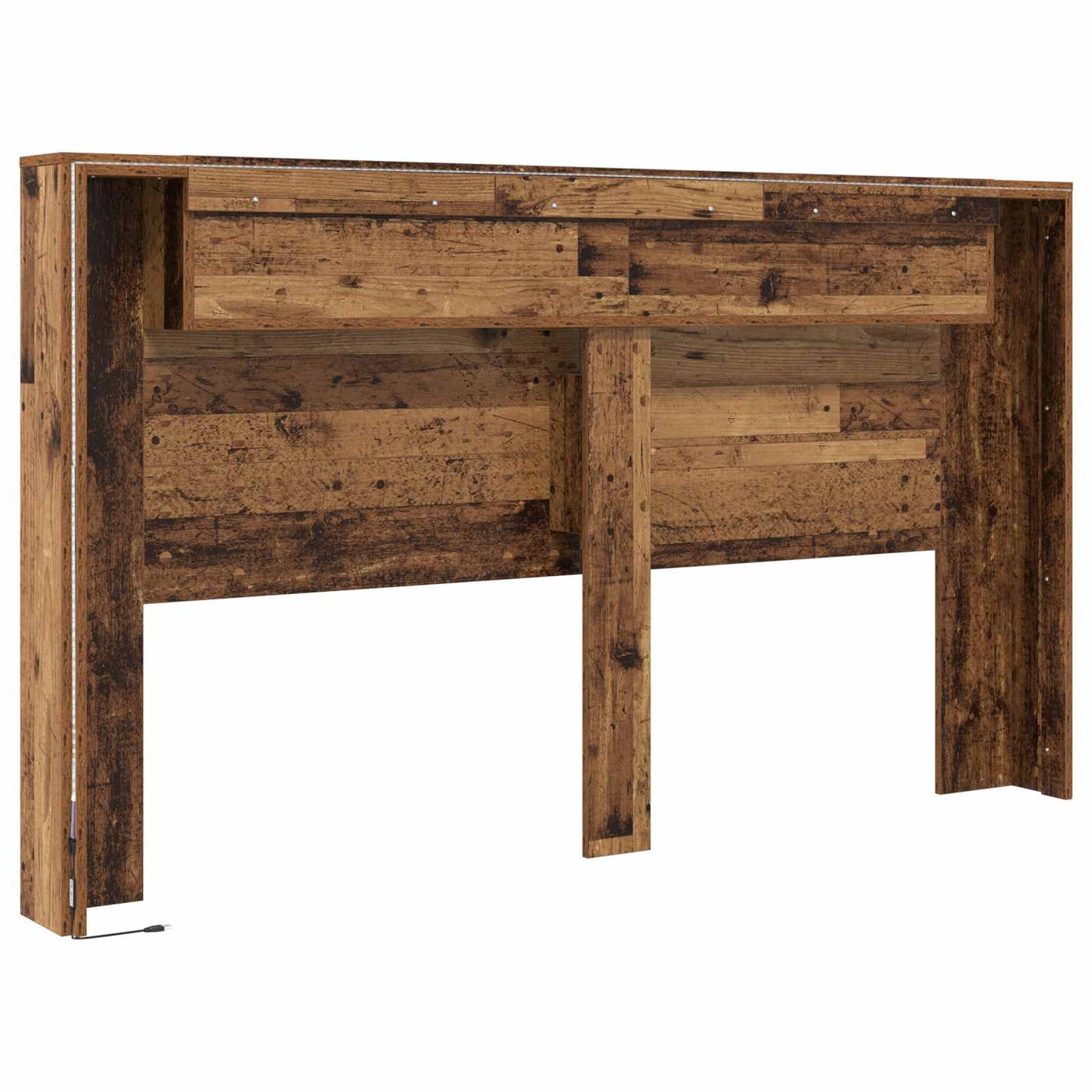 vidaXL Κεφαλάρι Ντουλάπι με LED Παλιό ξύλο 180 x 16,5 x 103,5 cm