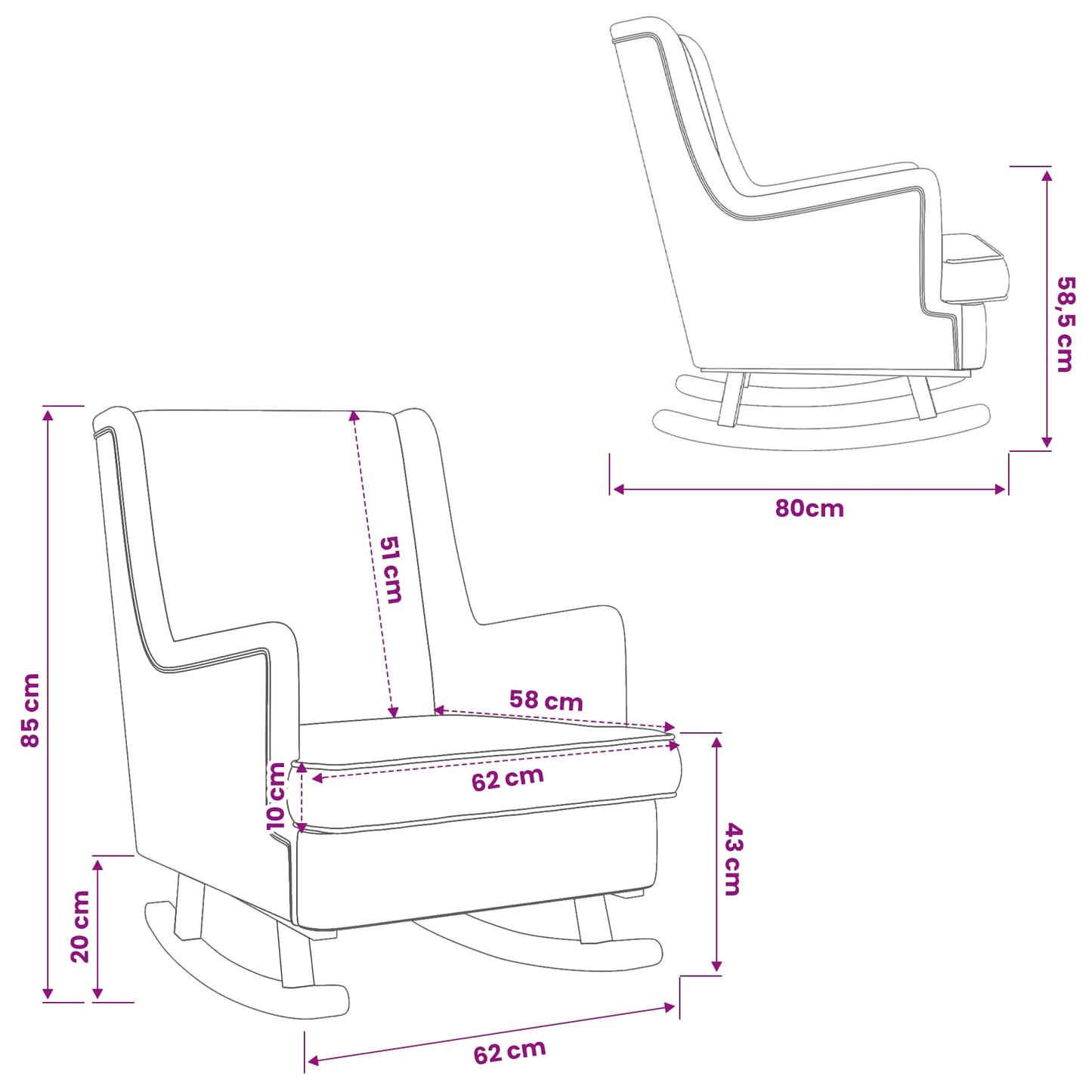 vidaXL Κουνιστή καρέκλα Σκούρο Γκρι 62 x 80 x 85 εκ ύφασμα